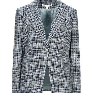 Veronica Beard Crosshatch One-Button Cutaway Jacket